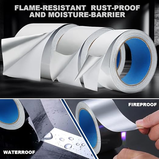 Aluminum Foil Duct Tape Heavy Duty 3.9 Mil, 4 Inch X 22 YD, Insulation Heat Resistant High Temperature Sealing and Patching for HVAC, Dryer Vent Hose, Air Vents, Exhaust Pipe, Metal Repair