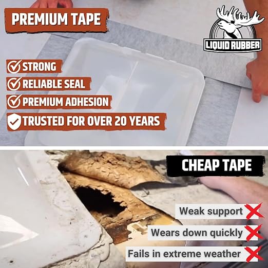 Liquid Rubber Peel and Stick Seam Tape - Fix Leaks, Repair and Restore Roof Joints and Tears, Bonds to EPDM, Metal, Tiles, Shingles, Wood, and Fiberglass Easy to Use, 4 Inch x 50 Foot Roll
