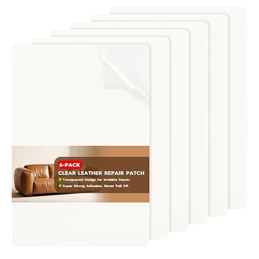 Transparent Leather Repair Patches, 5.5" x 8", 6 Sheets, Self-Adhesive Leather Repair Kit for Furniture, Sofas, Car Seats, Office Chairs and Vinyl Repair.（Transparent）