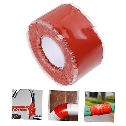 Ipetboom Sealing Tape for Pipe Leak Repair Flexible Self Adhesive Sealant Strip Compression and Weather Resistant Suitable for PVC Ppr Metal Pipes and Plumbing Maintenance Red Patch Seal