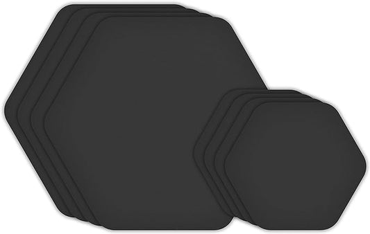 GEAR AID Tenacious Tape Hex – 2.5” & 1.5” Repair Patches (8 Patches: Four 2.5” & Four 1.5”, Black) – Peel-and-Stick Outdoor Nylon Fabric to Fix Holes and Burns in Down Jackets, Rain Gear and Tents