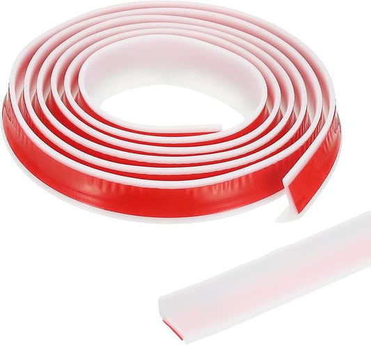 PATIKIL 118 Inch Collapsible Shower Threshold Water Dam Guard, Shower Stopper Barrier Self Adhesive Sink Splash Guard for Frameless Shower Door Bottom, White (0.8"Wx0.5"T)