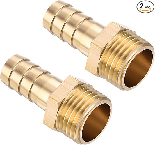 Pack of 2 Brass Hose Barb Fittings Adapter Connector 10mm Hose Barb to M16x1.5 Male Fittings for Home Machines, Massage Bathtubs, and Irrigation Systems