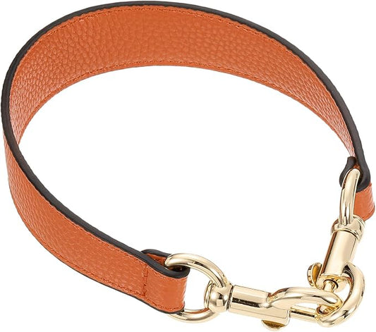 uxcell 14.17 Inch PU Leather Short Bag Strap with Clasp, Purse Handles Handbags Replacement Straps for Clutch Bag Underarm Bags, Orange, Gold Buckle