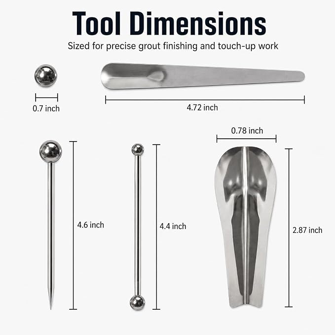 2 Sets Stainless Steel Caulking Tool Kit, Grout Finishing Tools for Tile Joints, Corners, Edges and Bathroom Seams, Reusable Caulk Removal and Smoothing Tools for Kitchen Bathroom Floor