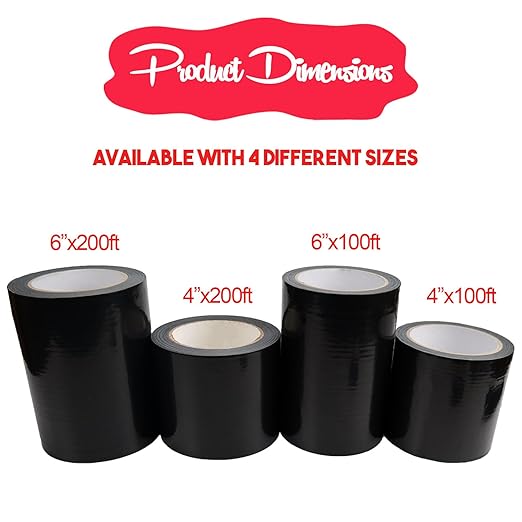 Black Seal Tape, 4" x 100' Vapor Barrier Tape Polyethylene Sealing Moisture Barrier Seam, Black Vinyl Tape for Crawlspaces, Repair, Underlayment Seams, Metal Building Seams