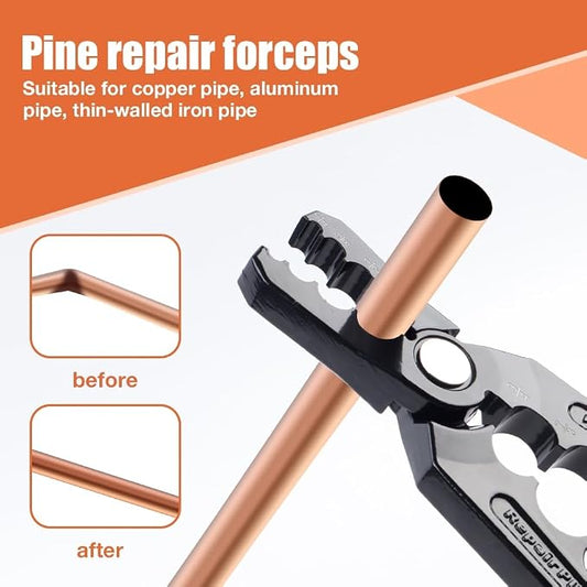Manual Copper Tube Rounder, Flat Tube Repairer Pliers, Copper Pipe Rounder Plier with 6 Hole, Copper Tubing Repair Tool for Diameter 1/4", 3/8", 1/2", 5/8", 3/4" 7/8" Copper Aluminum Pipe