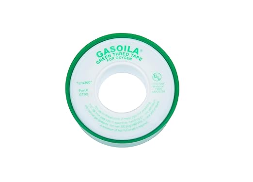 Gasoila Green PTFE Thread Seal Tape – Professional-Grade High-Density Thread Tape for Oxygen Lines – Leak-Proof Seal, Non-Toxic (1/2 Inch x 260 Inch Roll)