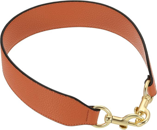 uxcell 22.83 Inch PU Leather Short Bag Strap with Clasp, Purse Handles Handbags Replacement Straps for Clutch Bag Crossbody Underarm Bags, Orange, Light Gold Buckle