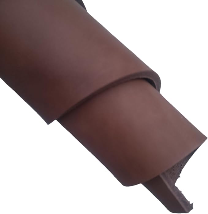 Full Grain Leather Sheet, 4-5mm Thick, Brown Leather, Vegetable Tanned Leather for Crafting, Tooling, Sheath Making (Brown 6 x 6 inches)