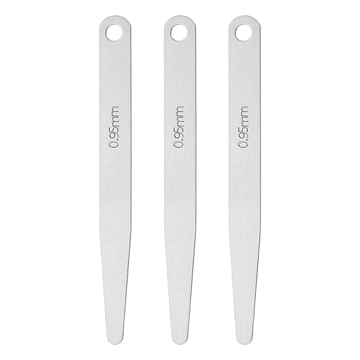 HARFINGTON 3pcs Metric Thickness Feeler Gauge 0.95mm Single Blade Oval Feeler Gauge 3CR-13 Stainless Steel Gap Measuring Tool for Repair Valve Guitar Spark Plug