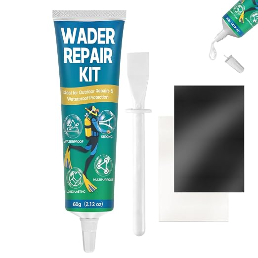 Wetsuit Repair Kit, Wader Patch Kit, Flexible Wader Repair Glue, Durable Waterproof Adhesive Seals Cracks, Rips, Tears & Holes on PVC Inflatables, Tents and More