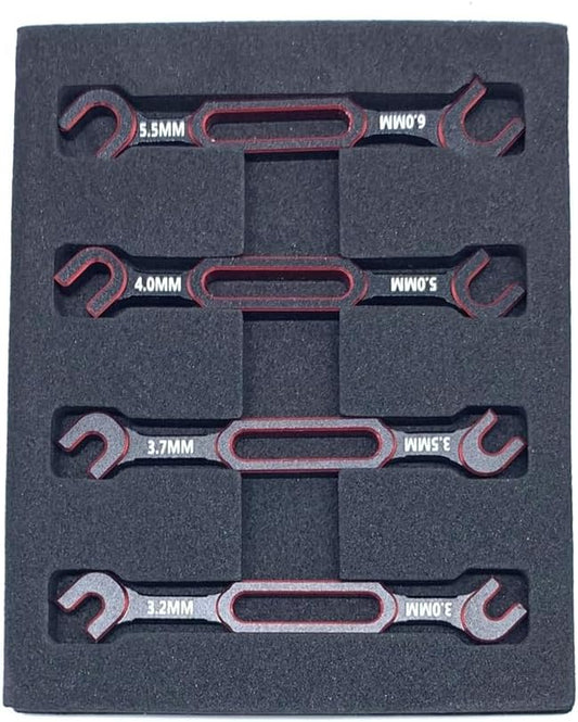 KingVal 4PCS Wrench 3.0/3.2/3.5/3.7/4.0/5.0/5.5/6.0mm Turnbuckle Nut Ball Joint Remover RC Universal Repair Tool Compatible with RC Car Boat RC Drone (Red)