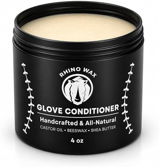 Rhino Wax Baseball Glove Conditioner for Leather - Break in, Protect & Care | Conditions, protects and helps restore dry baseball gloves while preserving softness, flexibility and long-term performance.