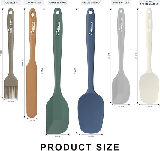 NileHome Silicone Spatula Set, 6 Pieces Food Grade Kitchen Utensils with Silicone Brush Heat Resistant Dishwasher Safe BPA-Free Rubber Spatula for Scraping, Baking, Cooking, Mixing-Forest Style