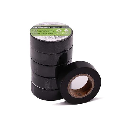 Electrical Tape Black 6 Pack 3/4-Inch by 30 Feet, Voltage Level 600V Dustproof, Adhesive for General Home Vehicle Auto Car Power Circuit Wiring Black