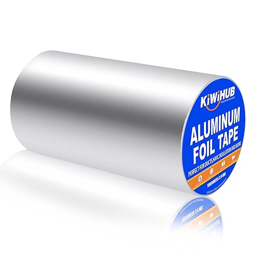 Aluminum Foil Tape, 8 inch x 65ft(3.9Mil), Heavy Duty HVAC Tape, Insulation Adhesive Metal Tapes for Ductwork, Dryer Vents Pipe, Sealing and Repairing