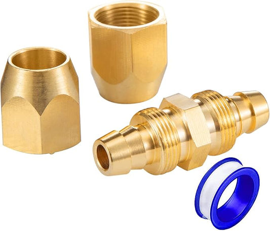 1PC Soild Brass Air Reusable Hose Splicer For 3/8-Inch ID Hose,3/8" Air Hose Repair Fitting