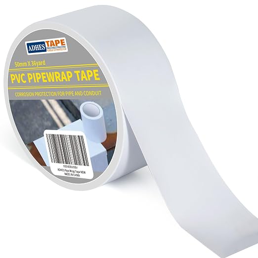 ADHES Corrosion Protection Pipe Tape, PVC Weatherproof Pipe Wrap Tape for Drain Pipe, Metal & Electrical Piping, Underground Pipe, 2 Inch X 36 Yds, White
