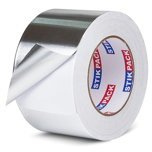 Aluminum Foil Tape 3 inch x 165ft (55 Yards) Heavy Duty HVAC Duct Tape for Ductwork – High Temperature Silver Foil Tape for Insulation, Metal Repair, Exhaust Sealing & Patching