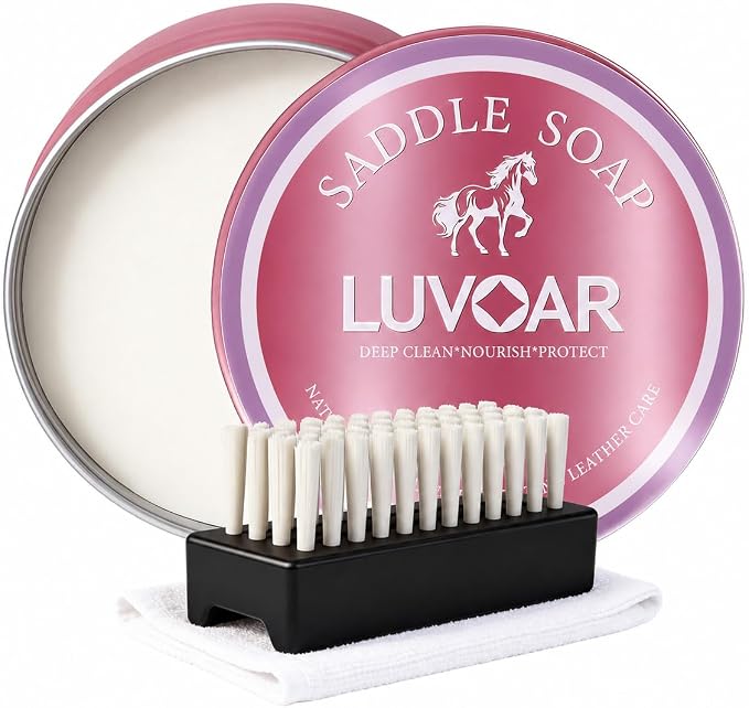 Saddle Soap for Leather 8oz - Premium Leather Cleaner & Conditioner to Clean, Soften, Protect Leather, Ideal for Saddles, Shoes, Couch, Car Seats, Purses & All Leather Products