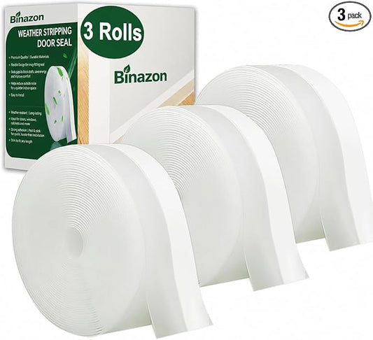 49 Feet Clear Weather Stripping Door Seal, Draft Seal Tape for Doors, Silicone Draft Seal Insulation Tape Strip, Under Door Seal Strip for Window and Door Bottom 3 Rolls Total 49ft (Width 35mm)
