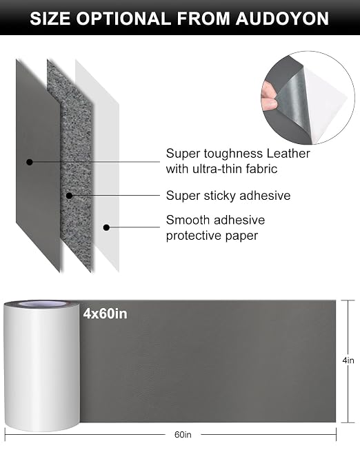 Numola Self-Adhesive Repair Patch, Anti Scratch Sofas Patch for Couch, Car Seat, DIY Furniture Upholstery, Handbags, Jackets (Gray)