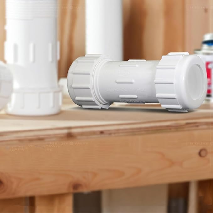 LESSO 3/4 Inch PVC Compression Coupling, Pipe Connection, IPS Coupling, Compression Fitting, Quick Connecting Piping and Repairs of PVC Pipe, 3/4" SCH 40, White 4 Pack