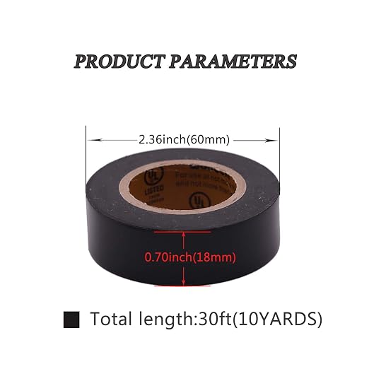 Electrical Tape Black 6 Pack 3/4-Inch by 30 Feet, Voltage Level 600V Dustproof, Adhesive for General Home Vehicle Auto Car Power Circuit Wiring Black