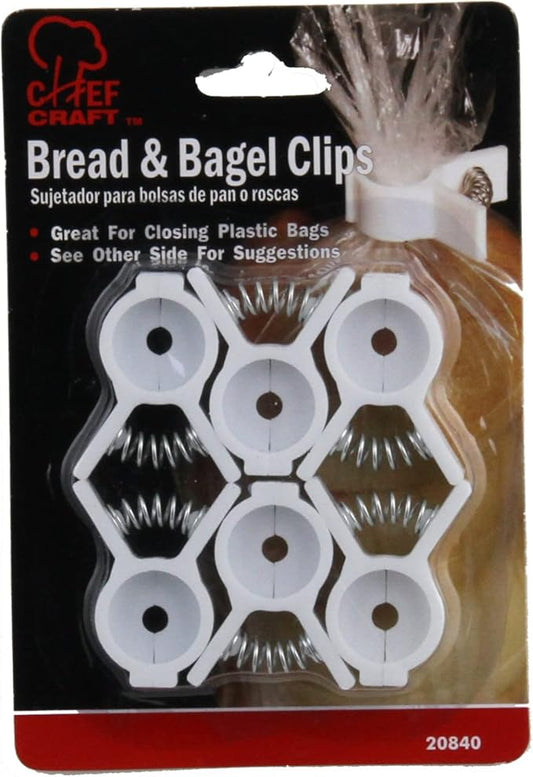 Chef Craft Select Plastic Bread and Bagel Clip, 6 Piece Set, White