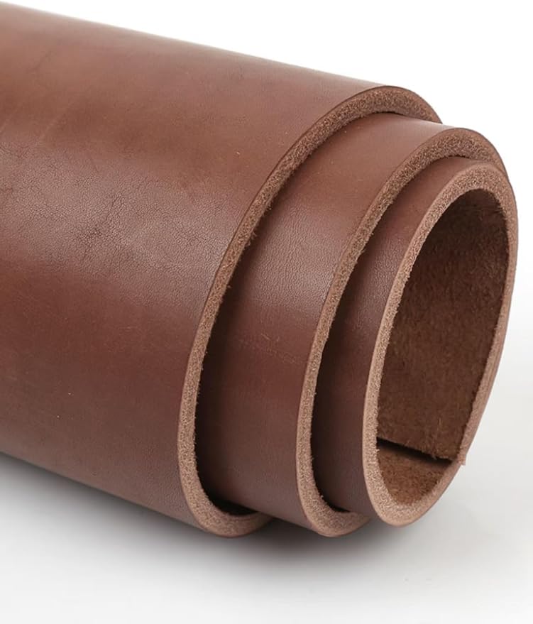 Full Grain Leather Sheet, 4-5mm Thick, Brown Leather, Vegetable Tanned Leather for Crafting, Tooling, Sheath Making (Brown 6 x 6 inches 5 pc)