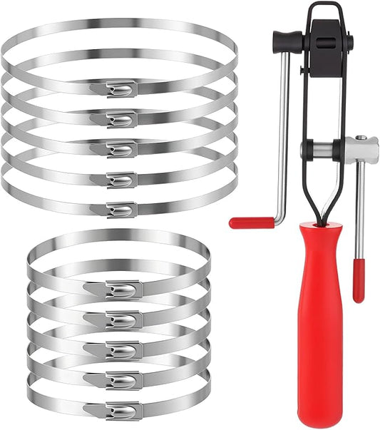 CV Joint Banding Boot Axle Clamp Pliers with 100 PCS Stainless Steel CV Joint Boot Band Clamps Automotive Boots Clamp Pliers Axle Boots Clamps for Most Cars