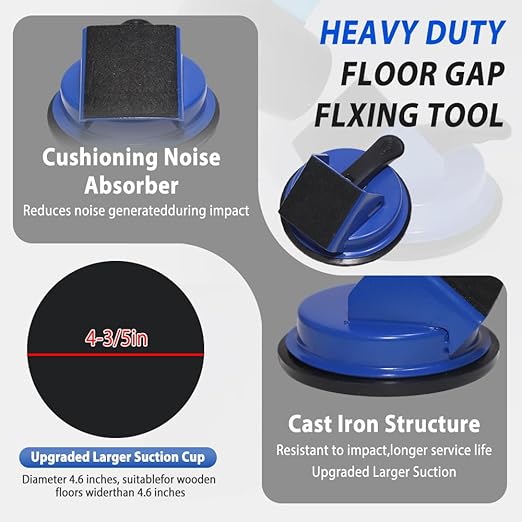 2PK Heavy Duty Floor Gap Fixer Tool with 45° Striking Surface & Strong Suction Cup, Professional Vinyl Floor Gap Repair Tool for Laminate Flooring Repair, Includes Rubber Mallet & 10 PCS Sticky Pads