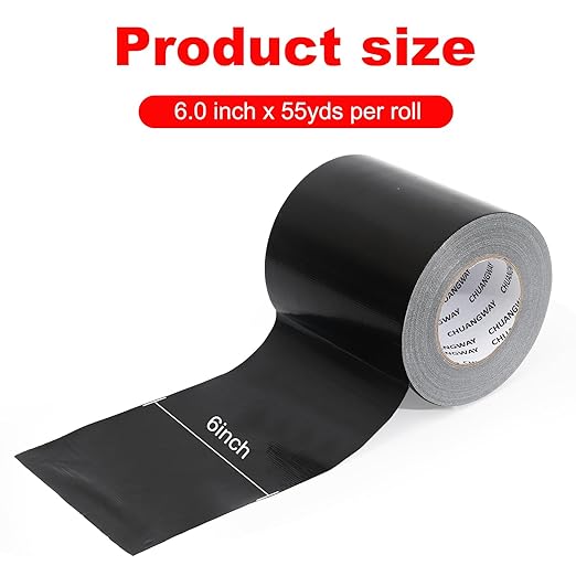 Duct Tape Heavy Duty,6 Inches x 55 Yards,9 Mil Thickness,Strong Industrial Strength,Flexible,No Residue,Waterproof and Tear by Hand,Multi-Use for Indoor & Outdoor Repairs(Black)