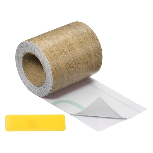 uxcell Wood Tape, 2 Inch x 16ft Self-Adhesive Wood Grain Repair Tape Patch with Plastic Scraper for Baseboards, Doors, Windows, Floor Repair and Furniture Renovation, Khaki
