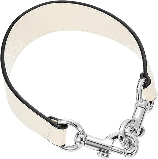 uxcell 14.17 Inch PU Leather Short Bag Strap with Clasp, Purse Handles Handbags Replacement Straps for Clutch Bag Underarm Bags, Beige, Silver Buckle