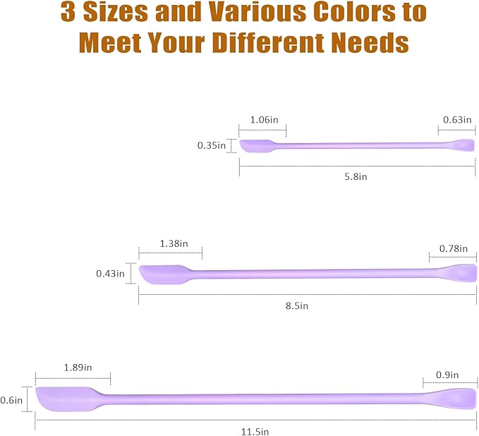 Silicone Spatula Set (6Pcs) - Mini Scraper Tool for Beauty & Food - Reach Every Last Drop, Multi-Size Spatulas for Makeup Jars, Lotion Bottles & Kitchen Containers (Purple)