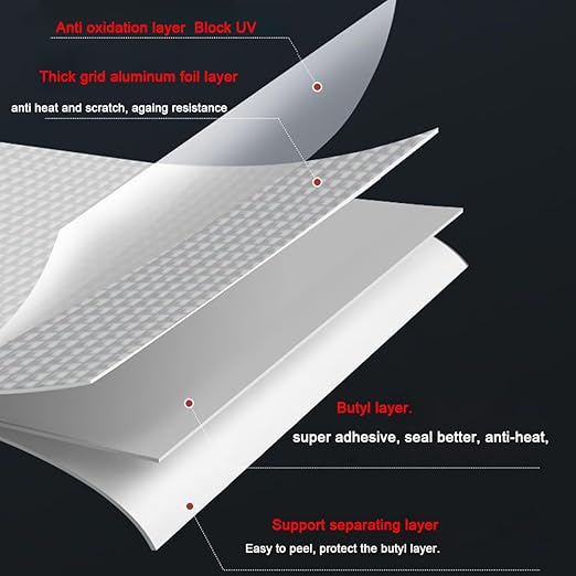 Butyl Tape Waterproof Tape, Aluminum Foil Butyl Seal Tape for Leakage, Butyl Rubber Tape for Reapring for Boat, Pipe Sealing, Roof Crack, RV, Awning, Window Sealing - 6"W x 16'L
