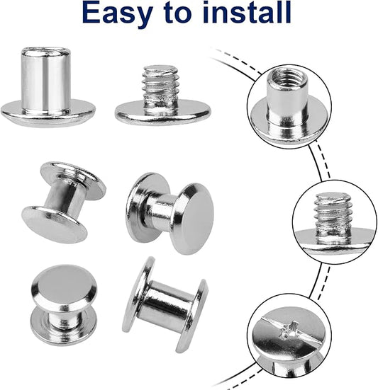 100 Sets Chicago Screws for Leather Crafting 7/20 Inch, 5 Colors of Rivets for Leather, Chicago Screws for DIY Leathercraft (Silver, Light Gold, Bronze, Antique Copper, GunMetel)