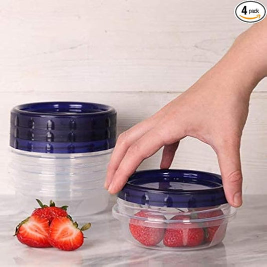 4 Pack Twist Top Food Storage Containers Leak-Proof, Airtight Soup Storage Canisters with Screw & Seal Lids BPA-Free, Stackable, Reusable Kitchen Essentials 8-Ounce