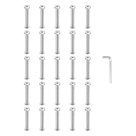 PATIKIL M4x4mm Hex Chicago Screws 5x40mm, 20Pcs 304 Stainless Steel Metric Hex Drive Socket Cap Binding Post Screw Posts for Scrapbook Leather Belt Album Furniture Repair, Silver
