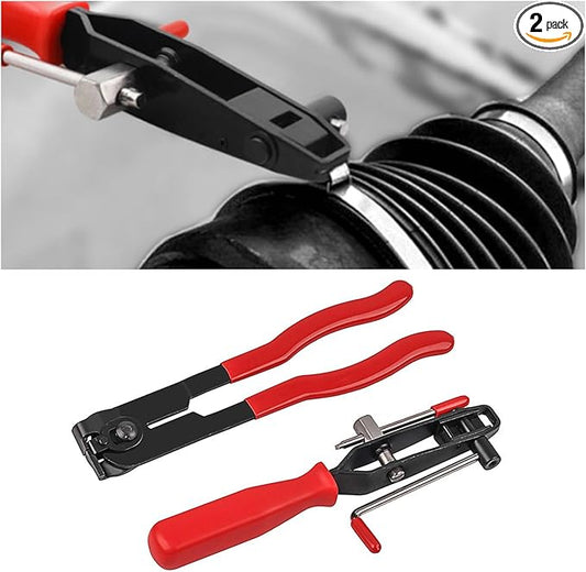 Dickno 2-Piece CV Boot Clamp Pliers Kit, Heavy Duty Universal Ear CV Axle Boot Clamp Pliers for Car, ATV, UTV (Red)