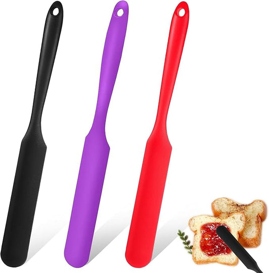 Silicone Jar Spatula, 3Pcs Spatulas Kitchen Set, Heat Resistant Jam Spreader for Baking Mixing Cake Cream Butter Scraper