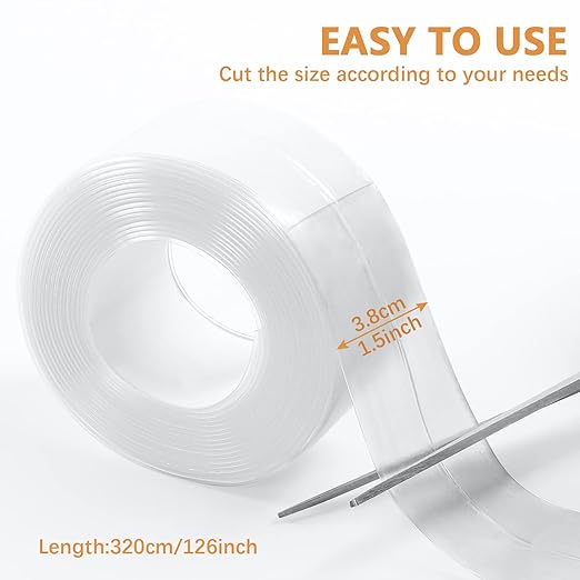Fixmend Clear Caulk Tape, 2 Roll Transparent Caulk Strip Waterproof Self Adhesive, Caulking Sealant Tape for Kitchen, Countertop, Bathroom, Sink, Shower, Bathtub, Toilet Edge Protector(1.5" x 10.5Ft)