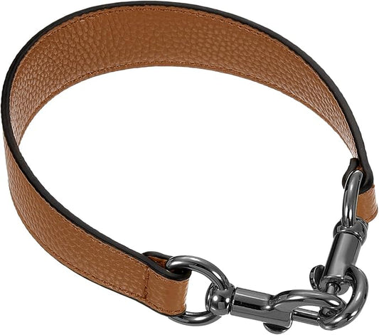uxcell 14.17 Inch PU Leather Short Bag Strap with Clasp, Purse Handles Handbags Replacement Straps for Clutch Bag Underarm Bags, Brown, Grey Buckle