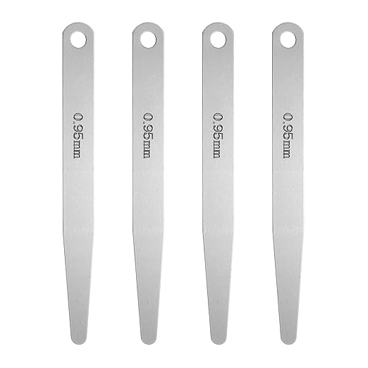 HARFINGTON 4pcs Metric Thickness Feeler Gauge 0.95mm Single Blade Oval Feeler Gauge 304 Stainless Steel Gap Measuring Tool for Repair Valve Guitar Spark Plug