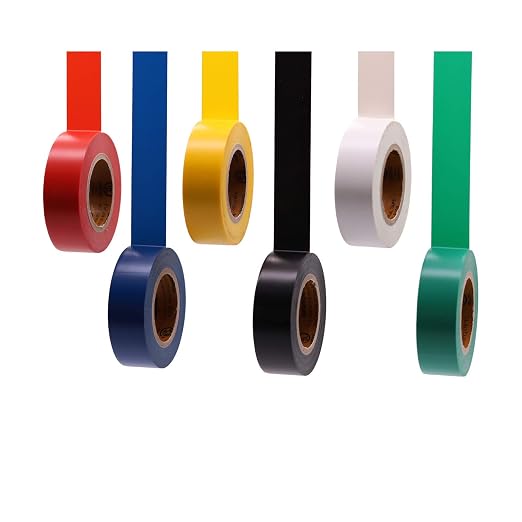 Electrical Tape Colors 6 Pack 0.7-Inch by 30 Feet, Voltage Level 600V Dustproof, Adhesive for General Home Vehicle Auto Car Power Circuit Wiring Multicolor | UL$CSA Certified
