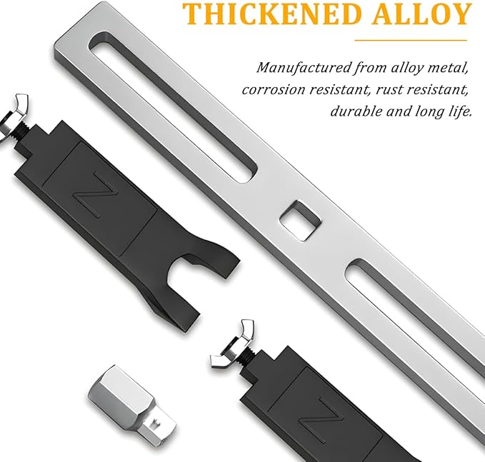 Car Fuel Pump Removal Tool, 3/8" to 1/2" Vehicle Lock Ring Spanner Tank Cover Remover Wrench, Adjustable Automotive Fuel Pump Lid Remove Tool, Universal for SUV Sedan Truck (Curved)
