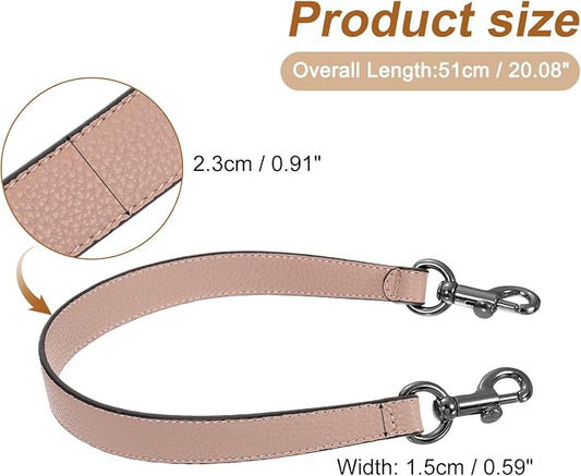 uxcell 19.29 Inch PU Leather Short Bag Strap with Clasp, Purse Handles Handbags Replacement Straps for Clutch Bag Underarm Bags, Pink, Grey Buckle