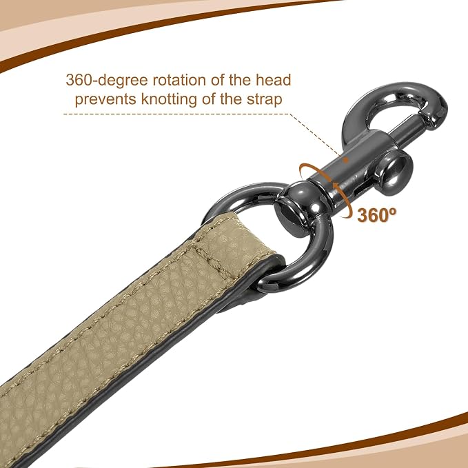 uxcell 14.17 Inch PU Leather Short Bag Strap with Clasp, Purse Handles Handbags Replacement Straps for Clutch Bag Underarm Bags, Khaki, Grey Buckle